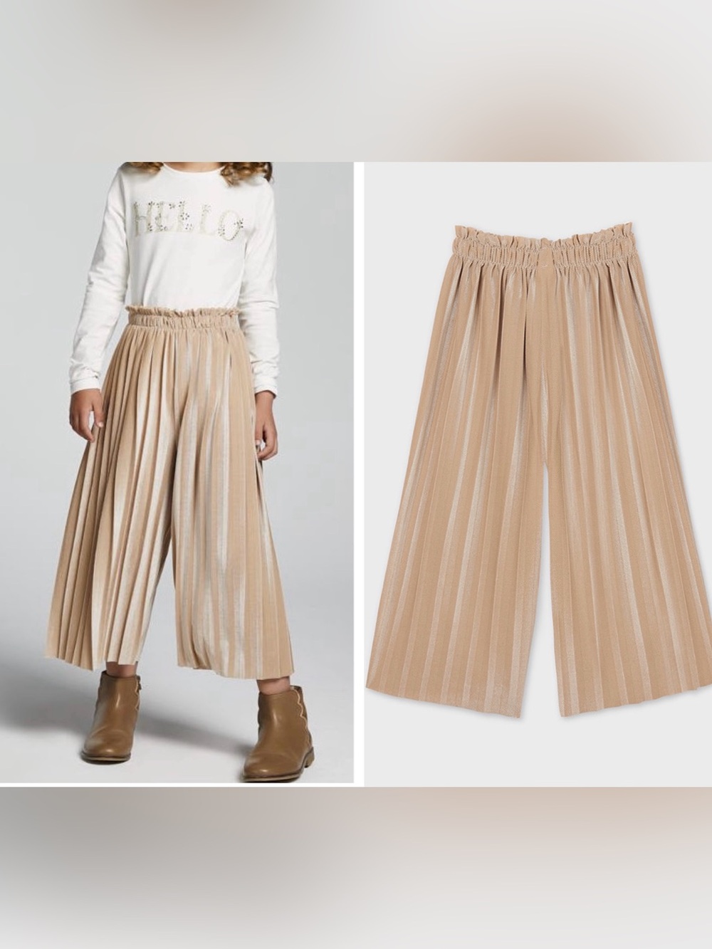 Mayoral Girls Shimmery Wide-Leg Cropped Pants/Culottes, Size 12y